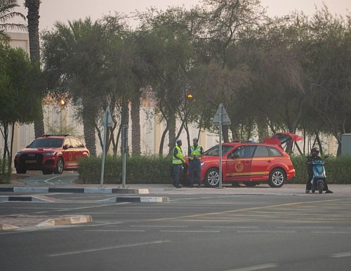 Sicherheitskräfte am Ort des israelischen Angriffs in Doha. - © Nikku/XinHua/dpa
