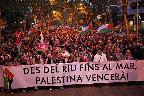 Medienberichten zufolge beteiligten sich in Spanien vor allem Studenten an den Protesten gegen Israel und Solidaritätskundgebungen für Palästinenser. - © Bernat Armangue/AP/dpa