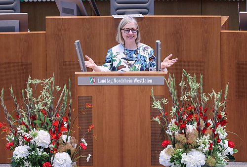 NRW-Verfassungshofpräsidentin Barbara Dauner-Lieb nennt den demokratischen Rechtsstaat in Deutschland eine Erfolgsgeschichte. - © Oliver Berg/dpa