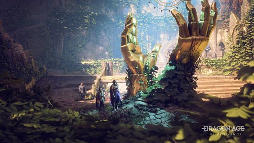 Hände zum Himmel: ein Tempel in «Dragon Age: The Veilguard». - © Bioware/Electronic Arts/dpa-tmn