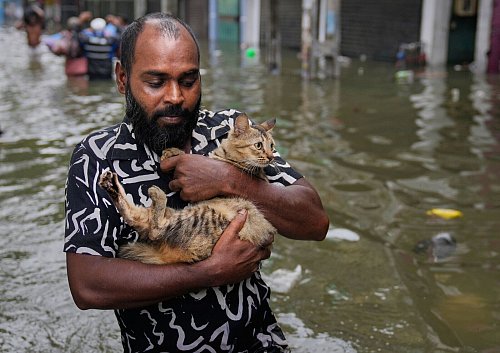 Der Sturm hatte in Teilen des Inselstaats heftige Regenfälle ausgelöst. - © Eranga Jayawardena/AP/dpa