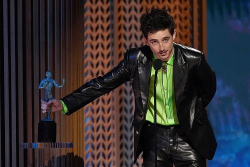 Timothee Chalamet wurde bester Hauptdarsteller für seine Verkörperung von Bob Dylan. - © Chris Pizzello/Invision via AP/dpa