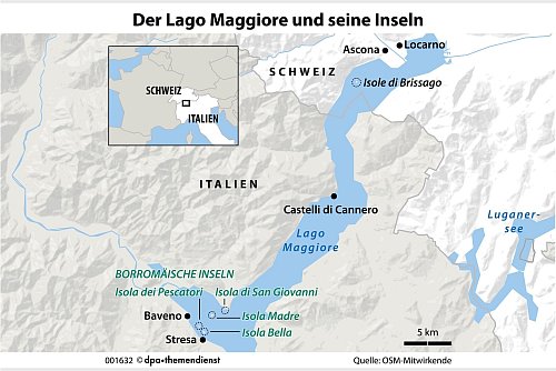 Die Eilande des Alpensees versprühen vielschichtige Exotik. Zu Besuch in Palästen und Gärten mit altehrwürdigem Flair. - © dpa-Infografik/dpa-tmn