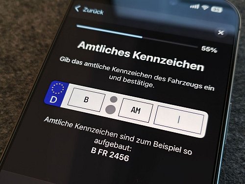 Kennzeichen eintragen, Ausweis scannen - und man kann den Fahrzeugschein herunterladen. - © Till Simon Nagel/dpa-tmn
