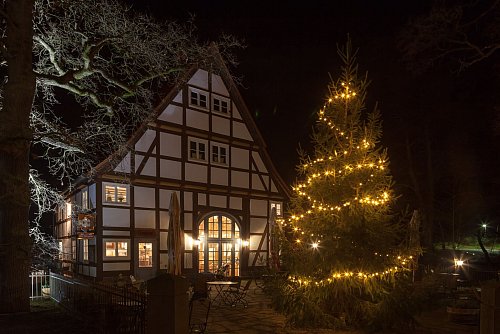 Auch wenn keine Tiere im Bild sind: Im Tierpark Sababurg wird Adventsmarkt gefeiert. - © Ulrich Friedrich/Tierpark Sababurg/dpa-tmn
