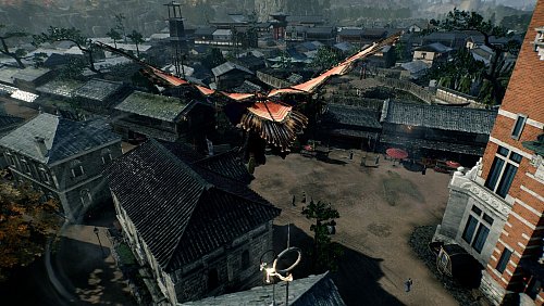 Samurai zur Luft: Auch geflogen wird in «Rise of the Ronin», und zwar mit diesem selbstgebauten Flugdrachen mit Federn. - © Sony Interactive Entertainment/dpa-tmn
