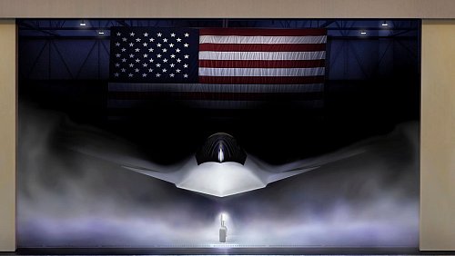 Diese von der US-Luftwaffe zur Verfügung gestellte grafische Darstellung zeigt die Next Generation Air Dominance (NGAD)-Plattform, die F-47. - © Uncredited/U.S. Air Force/AP/dpa