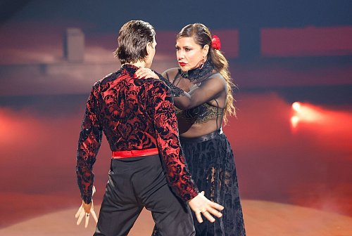 Nur 13 Jurypunkte gab es für Simone Thomalla und Evgeny Vinokurov. - © Thomas Banneyer/dpa