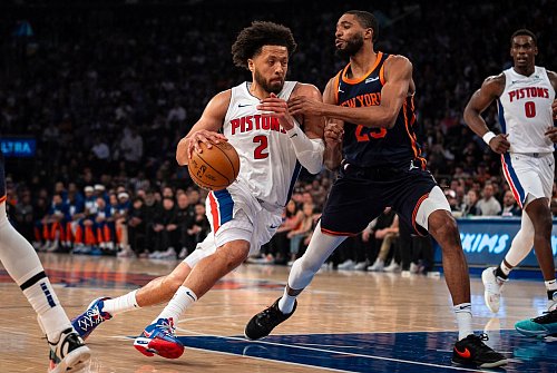 Cade Cunningham hatte einen starken Abend im zweiten Spiel gegen die Knicks. - © Angelina Katsanis/AP/dpa