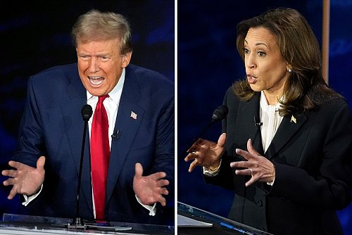 Kamala Harris und Donald Trump lieferten sich beim TV-Duell einen harten Schlagabtausch. - © Alex Brandon/AP/dpa