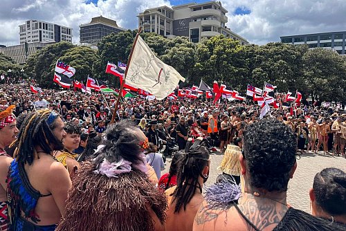 Der Gesetzesentwurf legt das Gründungsdokument Neuseelands - den Vertrag von Waitangi - neu aus. - © Mark Tantrum/AP/dpa
