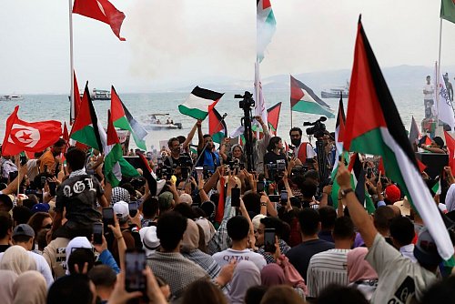 Die «Global Sumud Flotilla» will die israelische Seeblockade des Gazastreifens durchbrechen und Hilfsgüter in den Küstenstreifen bringen. (Archivbild) - © Anis Mili/AP/dpa