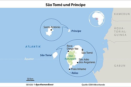 Vor der afrikanischen Westküste liegen São Tomé und Príncipe - Spitzname: die Schoko-Inseln. - © dpa-infografik/dpa-tmn