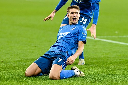 Ein junger «Leader»: Tom Bischof, hier beim Torjubel für Hoffenheim. - © Uwe Anspach/dpa