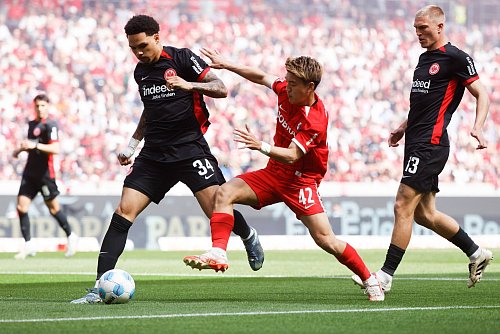 Torschütze zur Freiburger 1:0-Führung: Ritsu Doan (M.). - © Philipp von Ditfurth/dpa