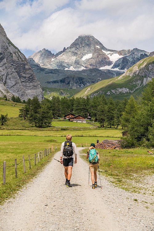 Österreichs höchsten Berg im Blick: Wanderer marschieren Richtung Großglockner. - © Peter Maier/Tirol Werbung/dpa-tmn