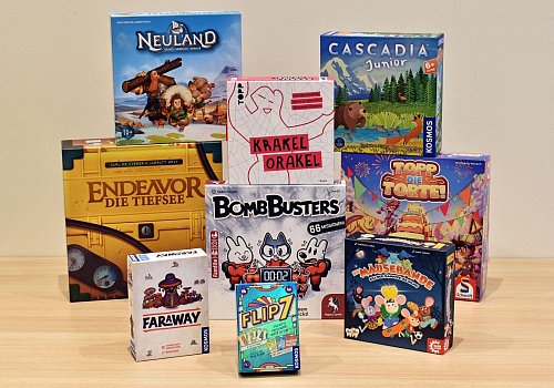 Die nominierten Spiele der Auszeichnungen «Spiel des Jahres», «Kennerspiel des Jahres» und «Kinderspiel des Jahres» für das Jahr 2025. - © --/Spiel des Jahres e.V./dpa