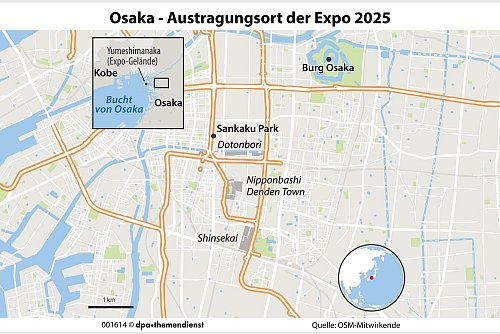 Osaka ist eine rastlose Stadt, die aber auch Ruhepole für zwischendurch bietet. - © dpa-infografik GmbH/dpa-tmn