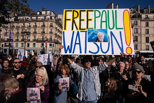 Wie hier in Paris im Oktober wurde mehrmals für Watson demonstriert. (Archivbild) - © Louise Delmotte/AP