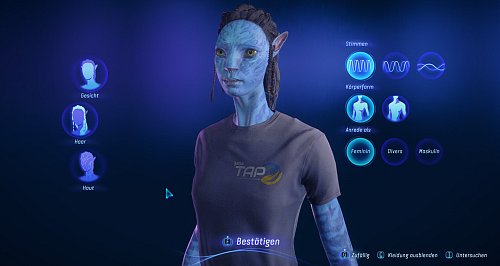 Bevor das Abenteuer beginnt, kann der individuelle Na'vi-Avatar erstellt werden. - © Ubisoft