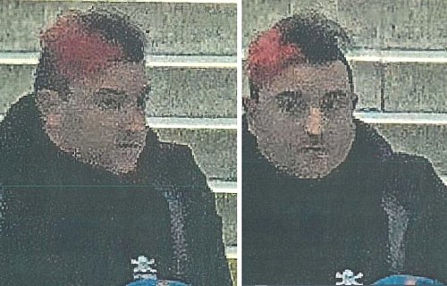 Der Gesuchte (rote Haare, St-Pauli-Hoodie) soll eine 76-Jährige am Bahnsteig Jahnplatz geschubst und dabei schwer verletzt haben. - © Polizei