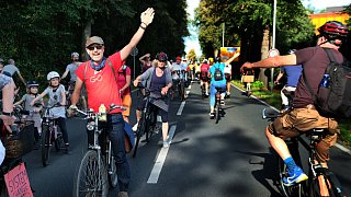 Fahrraddemo in Gütersloh gegen den vierspurigen Ausbau der B61