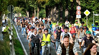 Fahrraddemo in Gütersloh gegen den vierspurigen Ausbau der B61