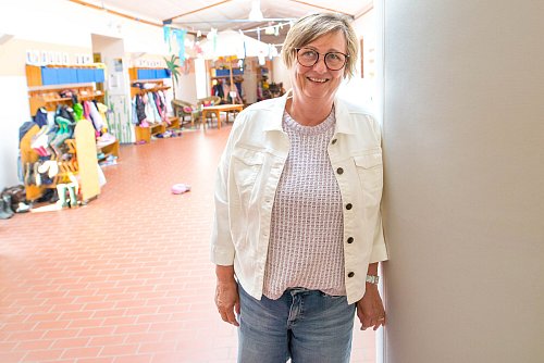 Christine Mescher wird nicht mehr so oft in ihrer Funktion als Kita-Leiterin den Eingangsbereich in Bockhorst betreten. - © Andre Schneider