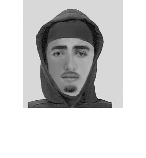 Das Phantombild von einem der Täter. Wer kennt den Mann? - © Polizei Bielefeld