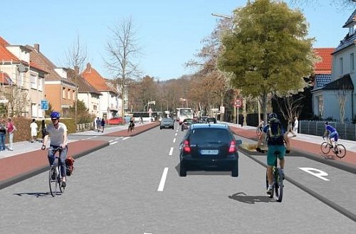 Projektion: So soll der Bereich der oberen Alleestraße nach den vorgelegten Vorplänen einmal aussehen. - © Stadt Halle