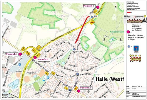 Während der Bauarbeiten muss der Verkehr umgeleitet werden. So sieht der Plan der Stadt Halle aus. - © Stadt Halle
