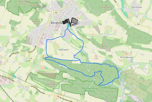 So sieht der Streckenverlauf der 16-km-Strecke beim Weihnachtscross in Borgholzhausen aus. - © LC Solbad Ravensberg