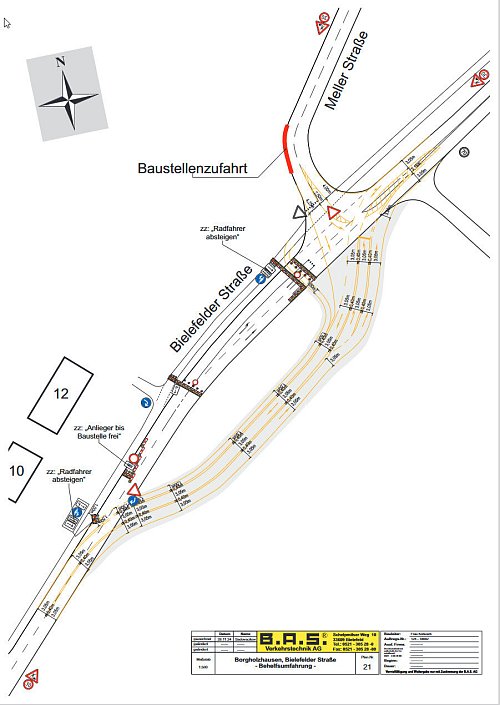 Parallel zur Bielefelder Straße erfolgt die grau unterlegte Verlegungsstrecke. - © Stadt Borgholzhausen