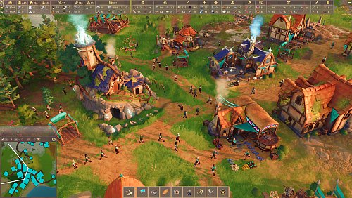 Der Wuselfaktor von "Pioneers of Pagonia" ist hoch, größere Ansiedlungen können mehrere tausend Bewohner darstellen. - © Envision Entertainment