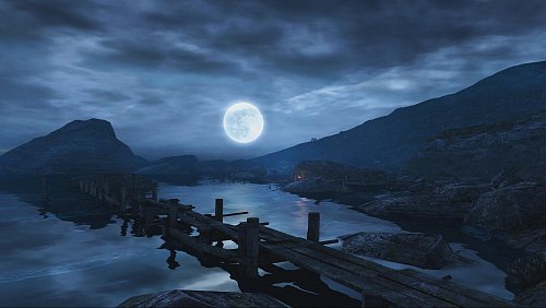 Eine mondbeschienene Küstenszene aus "Dear Esther" fängt die stille, poetische Atmosphäre des Spiels ein. - © The Chinese Room