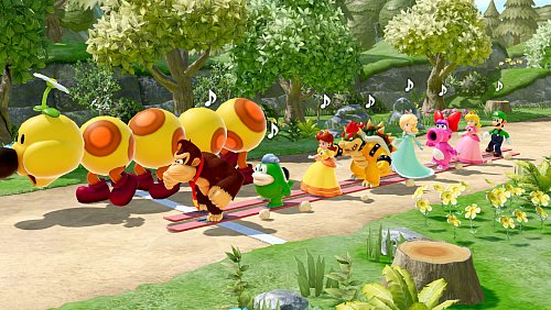 In Mega-Wigglers Leckerwald beginnt eine unserer Partys. Es ist eins der sieben Spielbretter von "Super Mario Party Jamboree". - © Nintendo