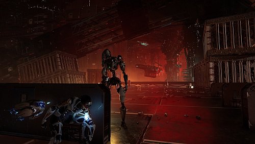 Es ist gut, wenn Zoe aus dem Verborgenen agiert. Sich jetzt aus der Deckung wagen, langsam anschleichen und dann den Roboter ausschalten. Wir können ihn auch durch ein Geräusch anlocken und die Überreste dann um die Ecke ziehen, was sinnvoll ist, wenn noch andere Gegner in der Nähe sind. Bloß keine Aufmerksamkeit erregen. - © ESDigital Games